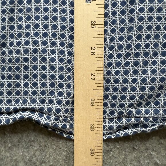 Brooks Brothers Linen Camp Shirt Men L Blue Geometric Short Sleeve Cotton Blend - Picture 9 of 11